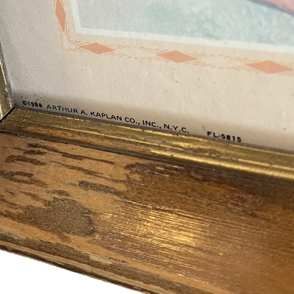 1988 art print goose flower arrangement floral painting wooden frame - Picture 8 of 12